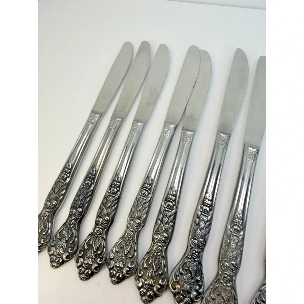 Versailles Dinner Knives Stainless by MSI Japan Set Of 11 Floral Crafting